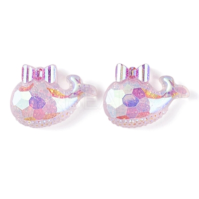 Transparent Epoxy Resin Whale with Bowknot Decoden Cabochons CRES-M034-04A-1