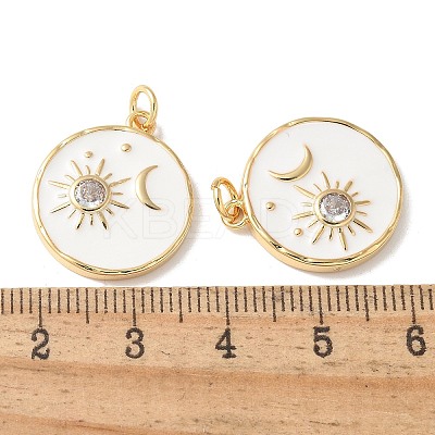 Brass Micro Pave Clear Cubic Zirconia and Enamel Pendants KK-Q031-13G-1