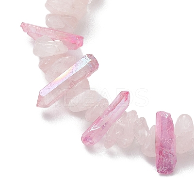 Natural Rose Quartz Chips Beaded Stretch Bracelets BJEW-TA00494-03-1