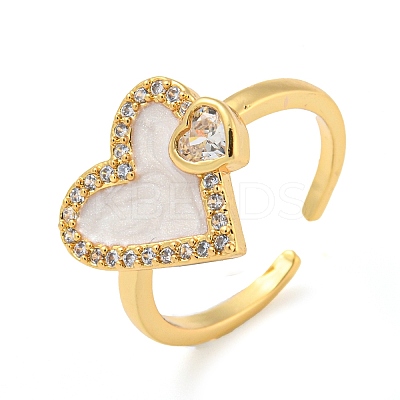 Brass Micro Pave Cubic Zirconia Open Finger Ring RJEW-C069-04G-1