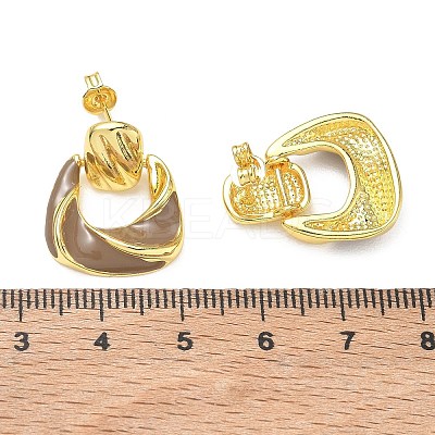 Brass Enamel Dangle Stud Earrings for Women KK-CBA760A-12G-02-1