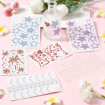 6 Styles Resin & Terylene & Acrylic Face Painting Stickers AJEW-SP0002-66-1