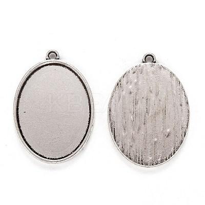 Tibetan Style Alloy Oval Tray Pendant Cabochon Settings LS-TIBEP-A19948-AS-LF-1