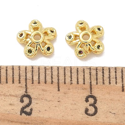Rack Plating Brass Micro Pave Cubic Zirconia Bead Caps KK-K293-23B-G-1
