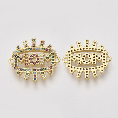 Mother's Day Brass Micro Pave Cubic Zirconia Links connectors ZIRC-Q022-009G-NF-1