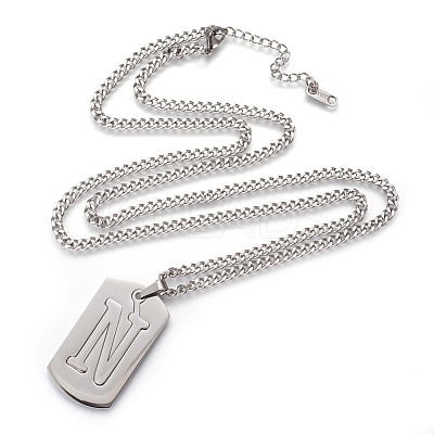 Non-Tarnish 304 Stainless Steel Split Initial Pendant Necklaces NJEW-L152-03N-1