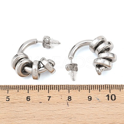 304 Stainless Steel C-Shaped Stud Earrings EJEW-K268-78P-1