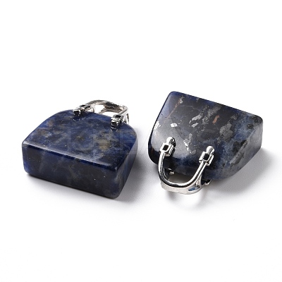 Natural Sodalite Brass Pendants KK-E274-01P-03-1