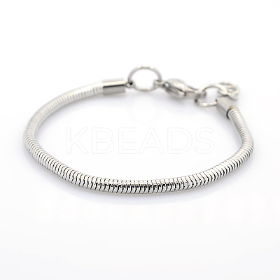 Tarnish Resistant 304 Stainless Steel European Style Round Snake Chains Bracelets LS-STAS-J015-01-1