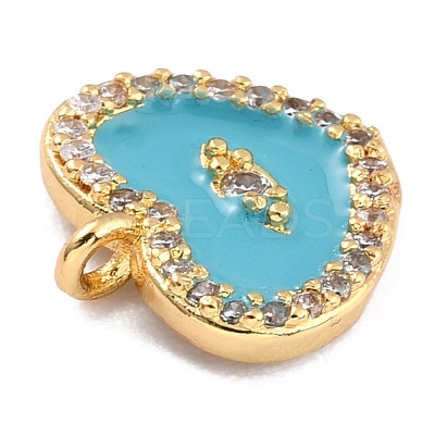 Golden Plated Brass Micro Pave Clear Cubic Zirconia Charms ZIRC-L097-033F-G-1