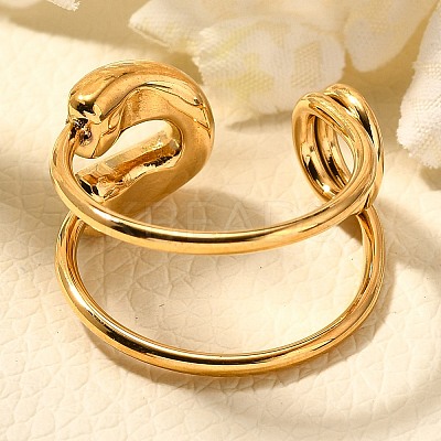 304 Stainless Steel Open Cuff Rings for Women LS-RJEW-A054-01G-1