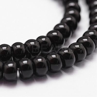 Natural Black Onyx Beads Strands G-P161-19-6x4mm-1