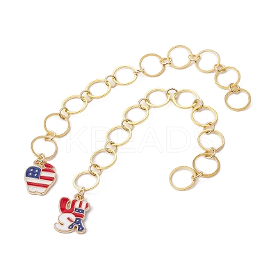 10Pcs USA Flag Element Apple/Star/Bowknot Alloy Enamel Knitting Row Counter Chains & Locking Stitch Markers Kits HJEW-JM01337-1