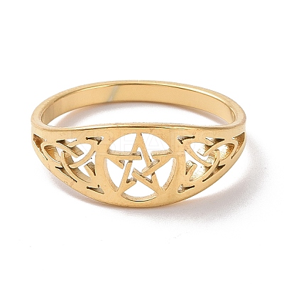 Pentacle with Sailor's Knot Finger Ring LS-RJEW-P037-01G-1