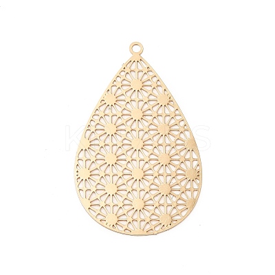 Rack Plating Brass Filigree Pendants KKC-K001-10KCG-1