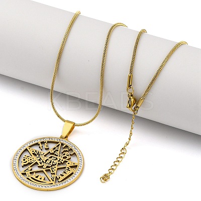201 Stainless Steel Tetragrammaton Solomon Kabbalah Pendant Necklaces NJEW-S007-22G-1