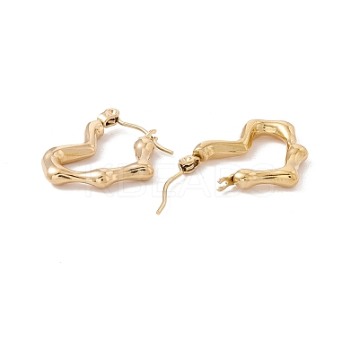 Ion Plating(IP) 304 Stainless Steel Heart Hoop Earrings for Women EJEW-I267-08G-1