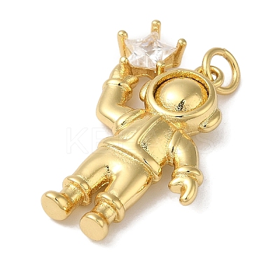 Rack Plating Brass Micro Pave Clear Cubic Zirconia Pendants KK-B092-40G-1
