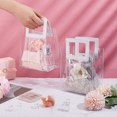Valentine's Day Rectangle Transparent PVC Storage Bags with Handle ABAG-WH0046-05A-1