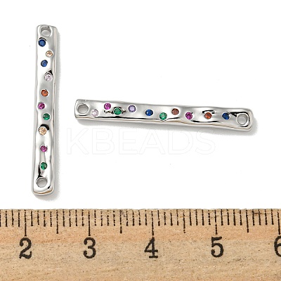 Brass Pave Colorful Cubic Zirconia Connector Charms KK-K378-13P-1