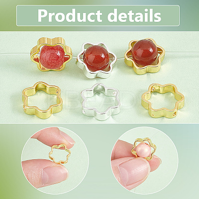 40Pcs 2 Colors Rack Plating Brass Bead Frames KK-PH0006-31-1