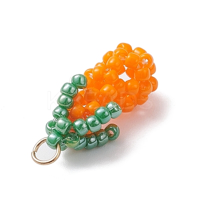 Glass Seed Beaded 3D Eggplant Pendants PALLOY-MZ00942-01-1