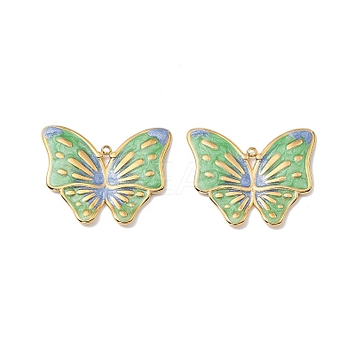 304 Stainless Steel Enamel Pendants STAS-G358-03G-03-1