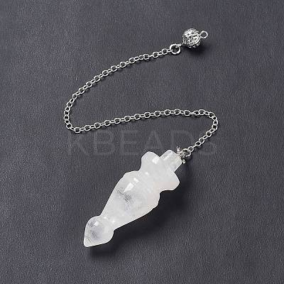 Natural Quartz Crystal Pointed Dowsing Pendulums AJEW-B020-03P-08-1