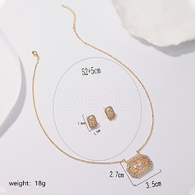 Brass Micro Pave Cubic Zirconia Jewelry Sets for Women HB7005-1-1