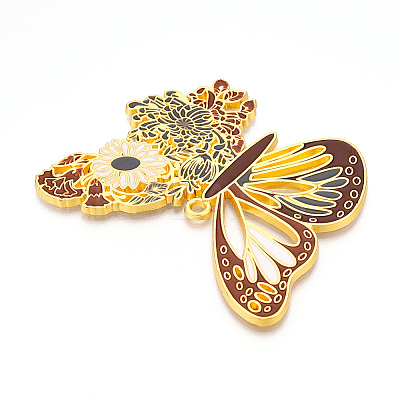 Rack Plating Alloy Enamel Big Pendants ENAM-N056-397B-G-1