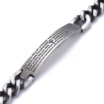 Religion 304 Stainless Steel Cuban Link Chain Bracelets BJEW-P263-H01-AS-1