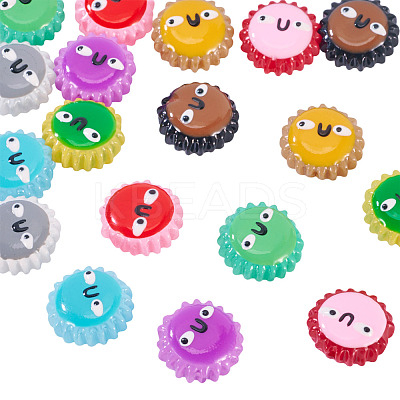 18Pcs 9 Colors Fuuny Painted Glass Beads Enamel Beads LAMP-TA0001-93-1