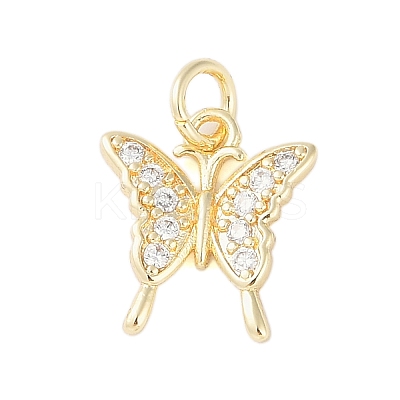 Rack Plating Brass Micro Pave Clear Cubic Zirconia Charms KK-Z060-05G-01-1