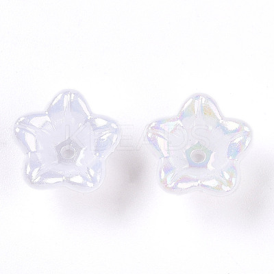 Iridescent Acrylic Bead Caps OACR-C021-08I-1