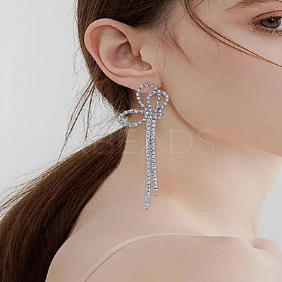 1 Pair Crystal Rhinestone Butterfly Dangle Stud Earrings EJEW-LP0013-13-1