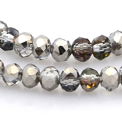 Half Plated Faceted Rondelle Glass Beads Strands GLAA-A024B-HP04-1