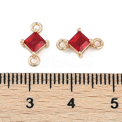 Brass Pave Glass Rhombus Links Connector Charms GLAA-Q088-001J-1