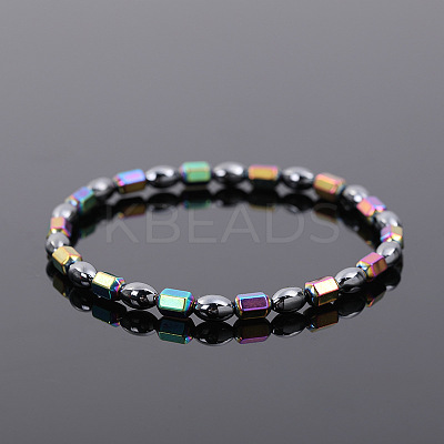 Synthetic Non-magnetic Hematite Oval Hexagonal Column Beaded Stretch Anklets FS-WG276A6-01-1