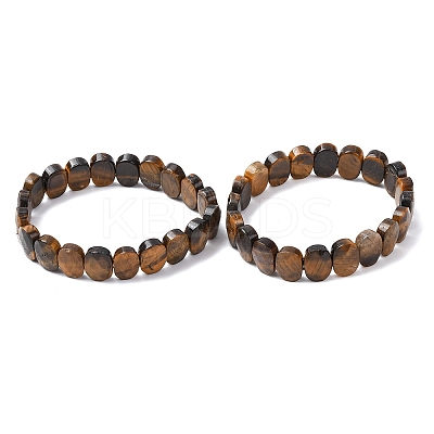 Natural Tiger Eye Faceted Beaded Stretch Bracelets for Women BJEW-K251-07A-1