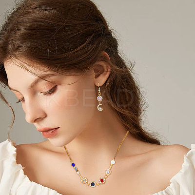 16Pcs 8 Colors Brass Pave Cubic Zirconia Connector Charms KK-HS0015-58-1