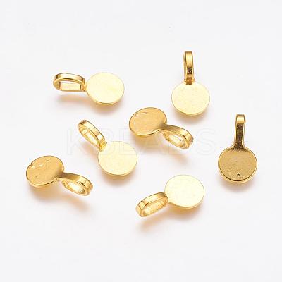 Tibetan Style Alloy Glue On Flat Pad Pendant Bails TIBEP-1124-G-FF-1