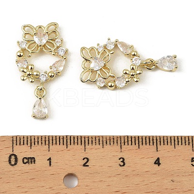 Brass Micro Pave Cubic Zirconia Pendants KK-C107-03G-1