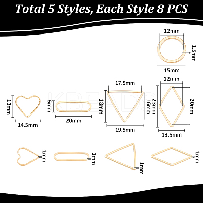 40Pcs 5 Styles Brass Linking Rings KK-UN0002-97-1