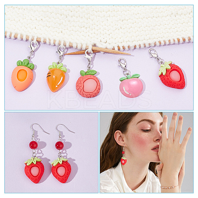 Fruit & Vegetable Pendant Stitch Markers HJEW-AB00306-1