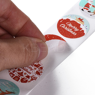 4 Patterns Christmas Round Dot Self Adhesive Paper Stickers Roll DIY-A042-03A-1