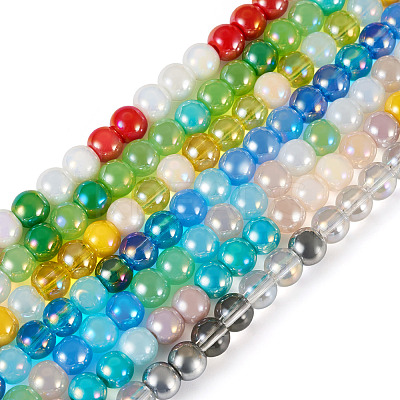 7 Strands 7 Colors Electroplate Glass Beads Strands GLAA-TA0001-72-1