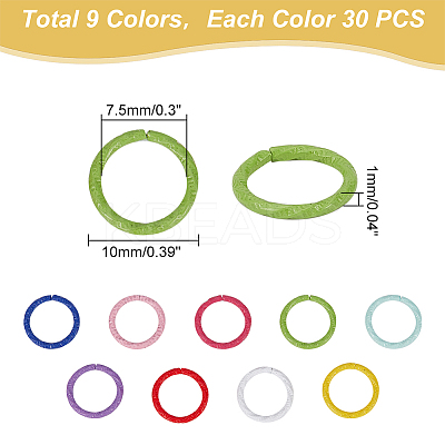 270Pcs 9 Colors Embossed Style Iron Twisted Open Jump Rings IFIN-PH0001-84-1
