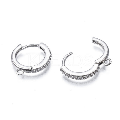 Brass Micro Pave Cubic Zirconia Huggie Hoop Earring Findings KK-T063-013P-NF-1