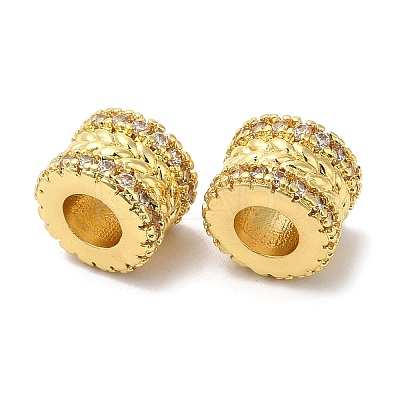 Rack Plating Brass Cubic Zirconia European Beads KK-R147-03G-1
