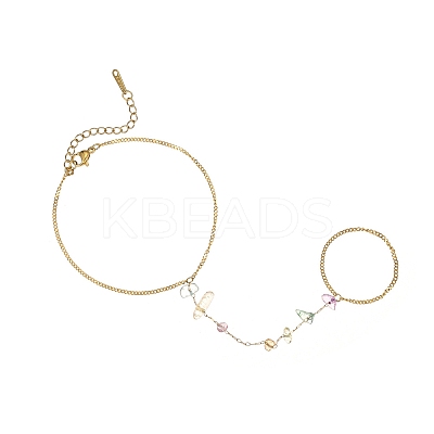 Gemstone Chip Link Chains for Women BJEW-G739-02G-1